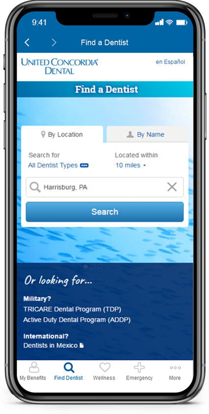 mobile app final design find a dentist